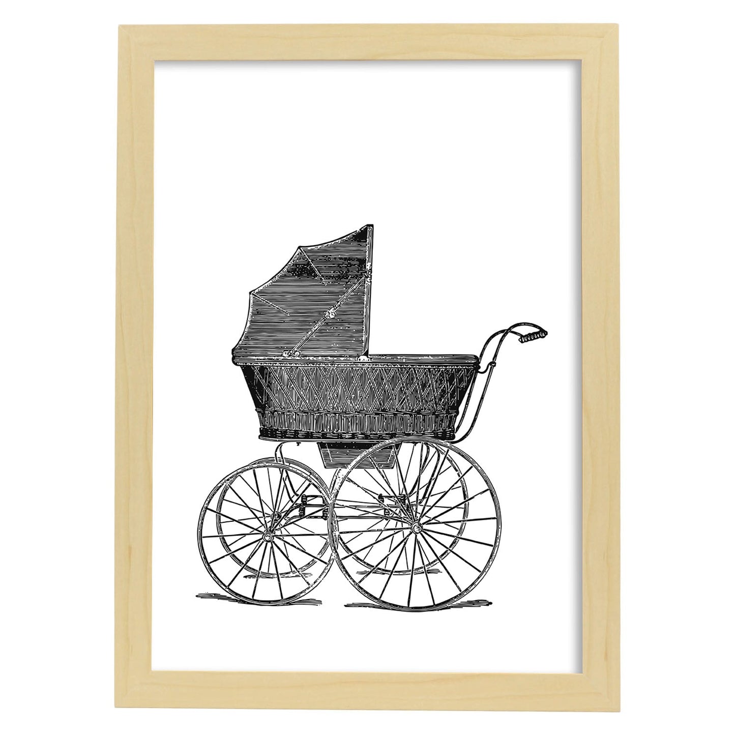 Lámina de Carrito de bebe. Posters con objetos vintage.-Artwork-Nacnic-A3-Marco Madera clara-Nacnic Estudio SL