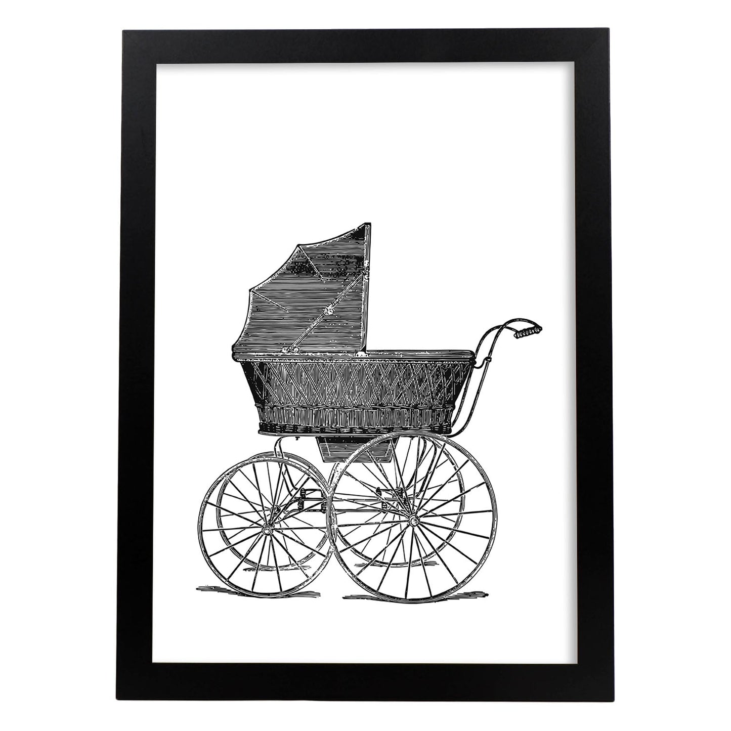 Lámina de Carrito de bebe. Posters con objetos vintage.-Artwork-Nacnic-A3-Marco Negro-Nacnic Estudio SL