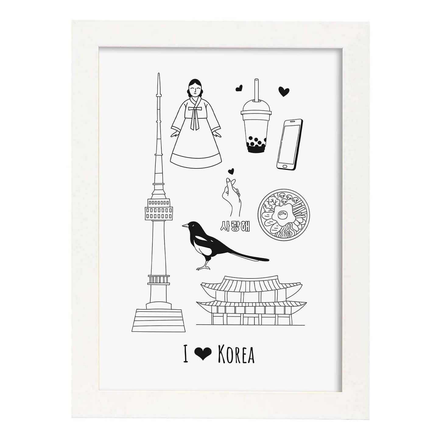 Lámina de Corea. Pósters de países y ciudades del mundo. Imágenes de monumentos y viajes.-Artwork-Nacnic-A4-Marco Blanco-Nacnic Estudio SL