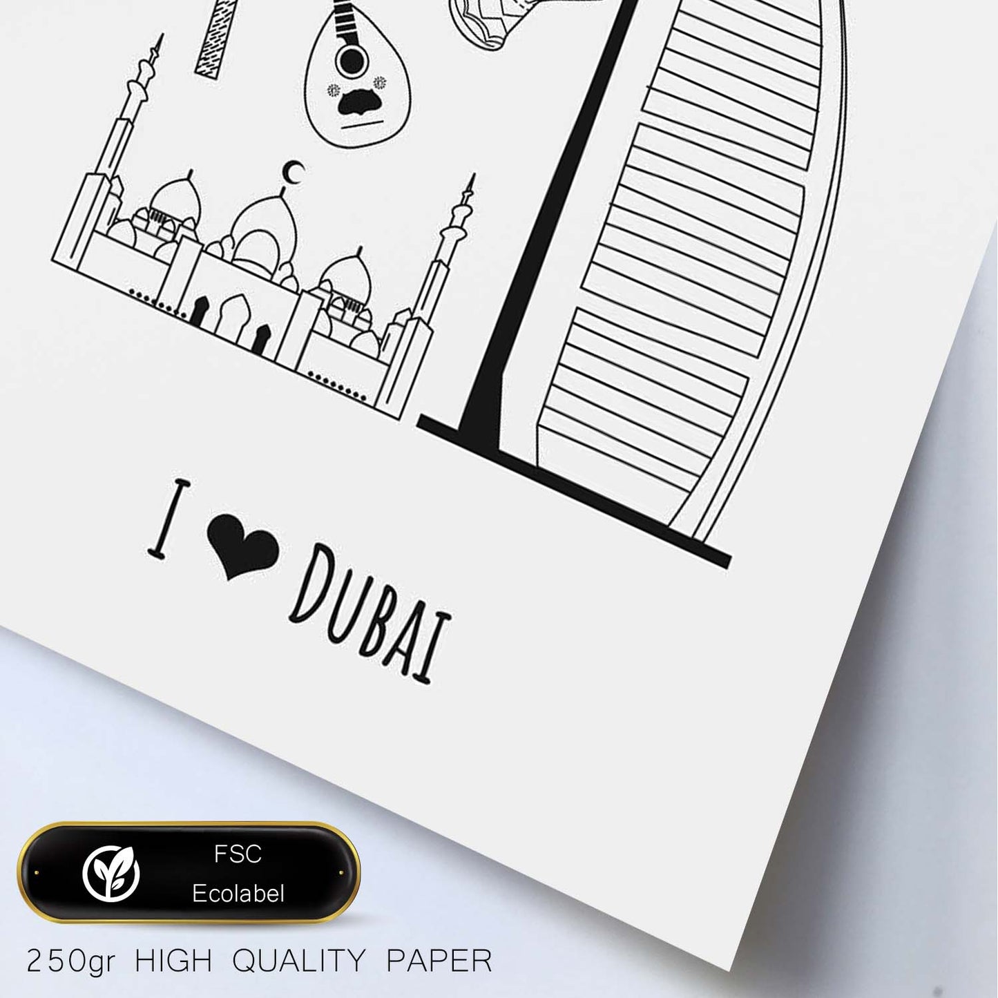 Lámina de Dubai. Pósters de países y ciudades del mundo. Imágenes de monumentos y viajes.-Artwork-Nacnic-Nacnic Estudio SL