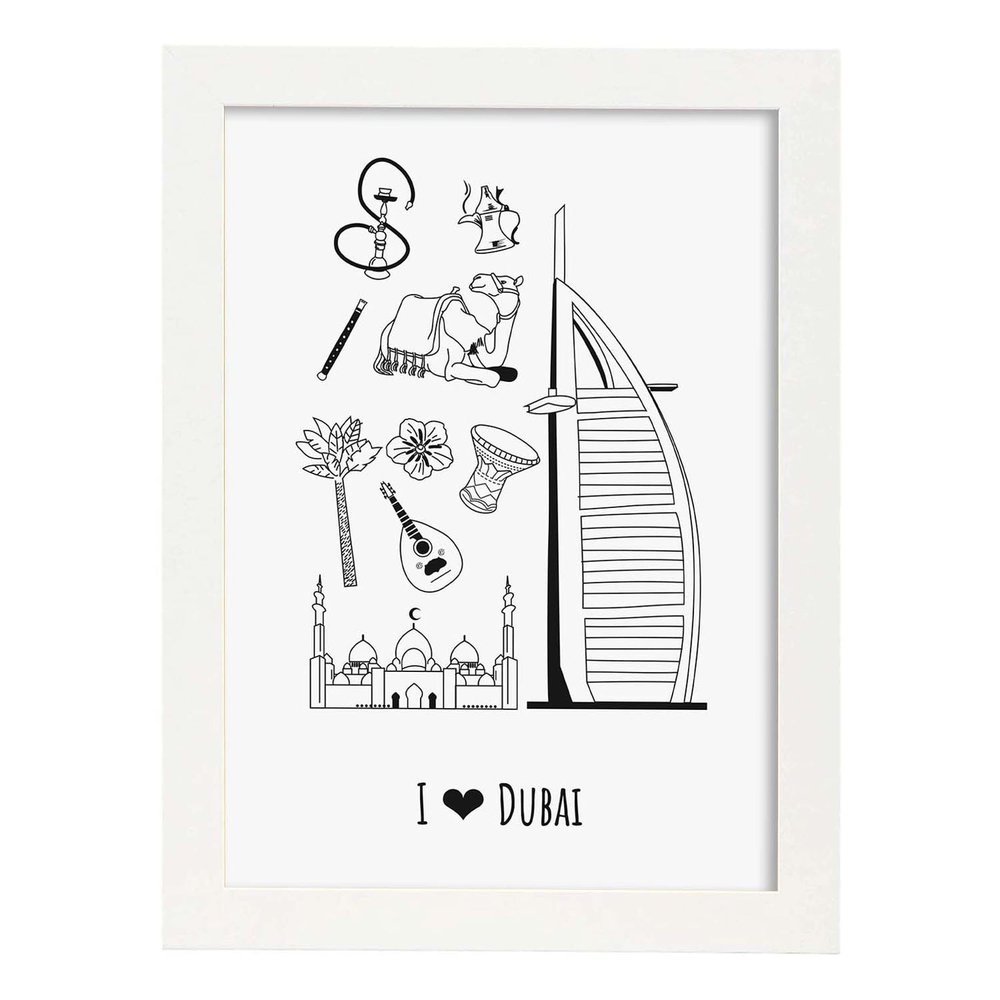 Lámina de Dubai. Pósters de países y ciudades del mundo. Imágenes de monumentos y viajes.-Artwork-Nacnic-A3-Marco Blanco-Nacnic Estudio SL