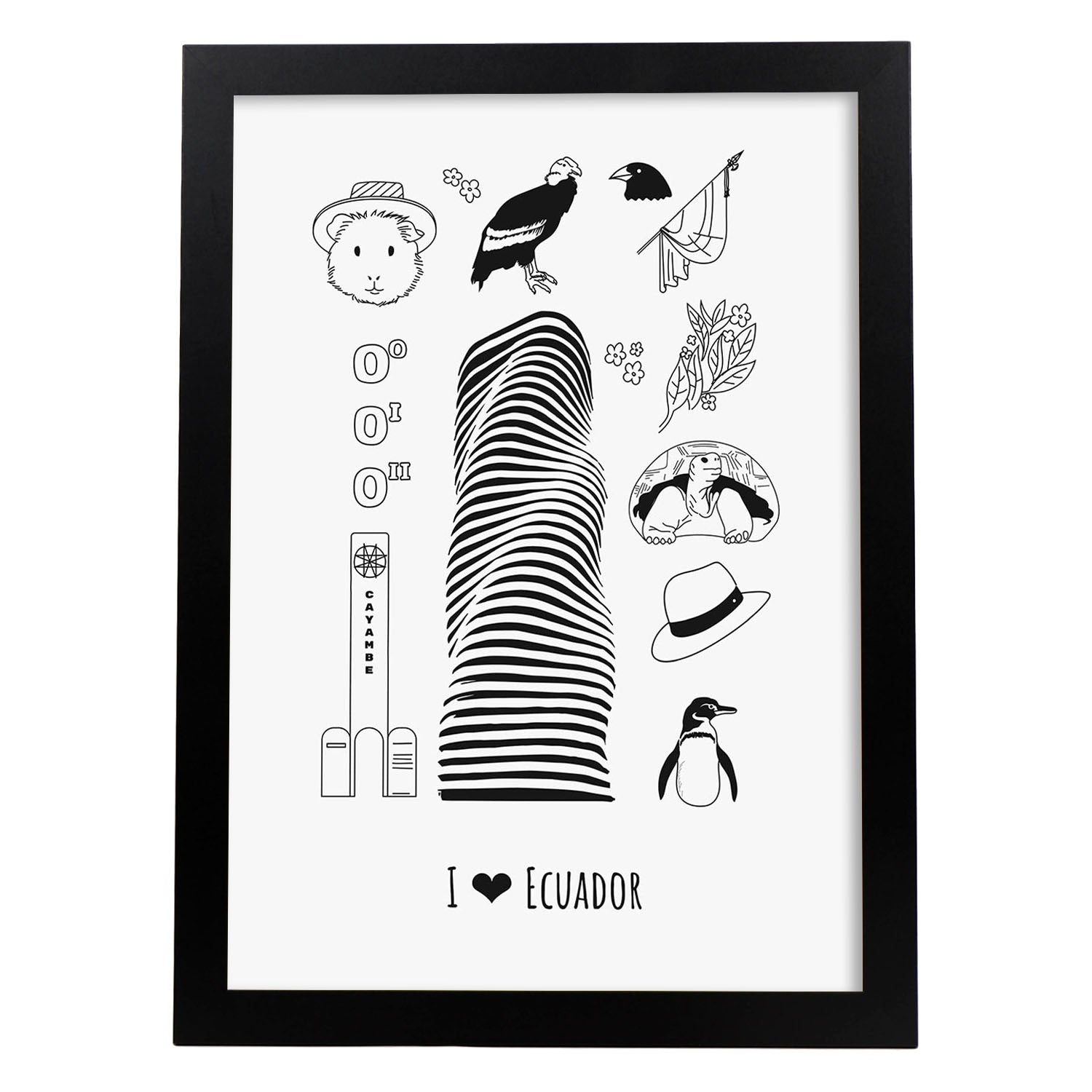 Lámina de Ecuador. Pósters de países y ciudades del mundo. Imágenes de monumentos y viajes.-Artwork-Nacnic-A4-Marco Negro-Nacnic Estudio SL