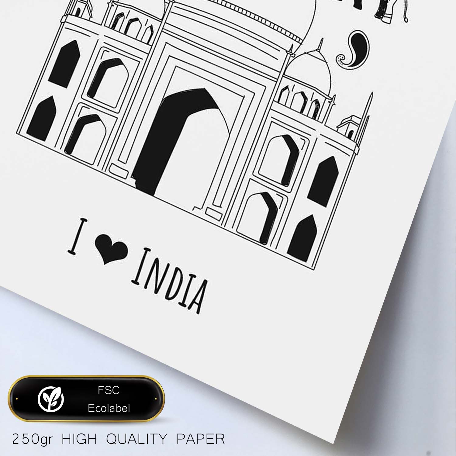 Lámina de India. Pósters de países y ciudades del mundo. Imágenes de monumentos y viajes.-Artwork-Nacnic-Nacnic Estudio SL