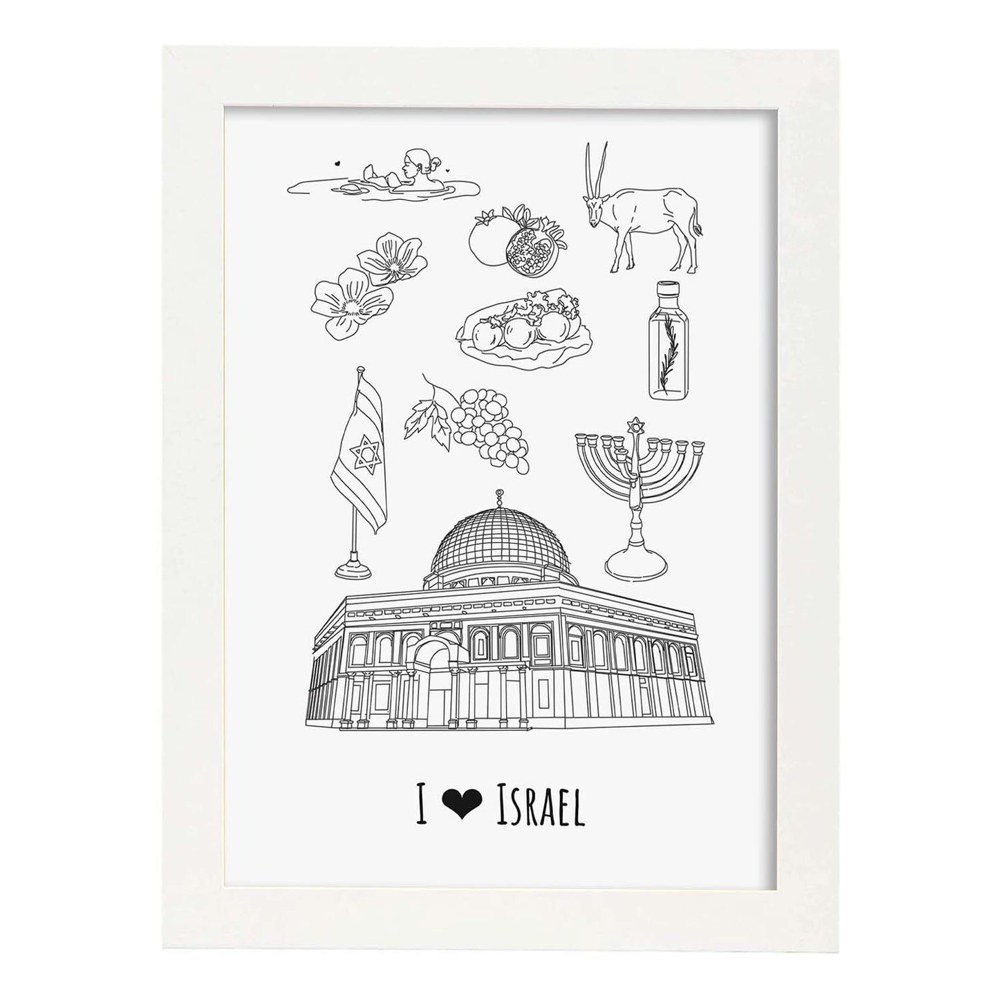 Lámina de Israel. Pósters de países y ciudades del mundo. Imágenes de monumentos y viajes.-Artwork-Nacnic-A4-Marco Blanco-Nacnic Estudio SL