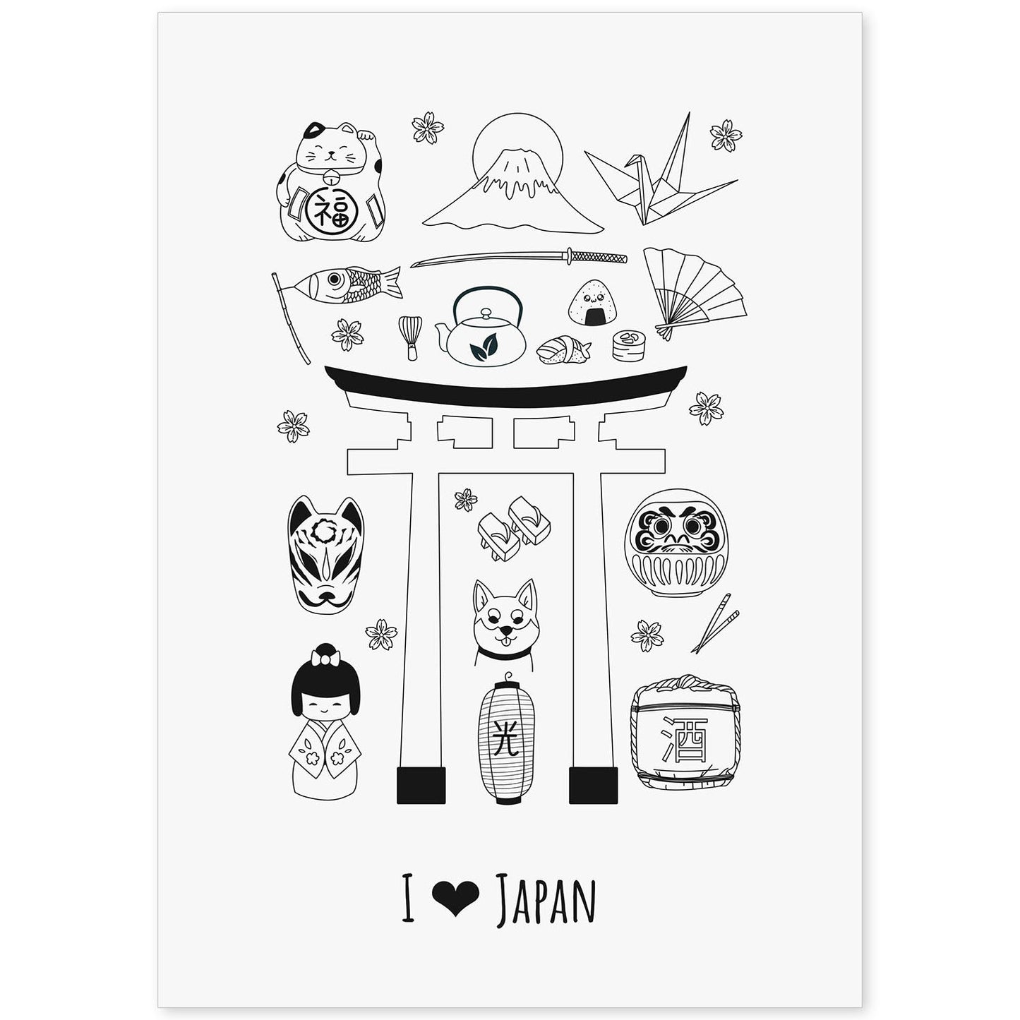 Lámina de Japón. Pósters de países y ciudades del mundo. Imágenes de monumentos y viajes.-Artwork-Nacnic-A4-Sin marco-Nacnic Estudio SL