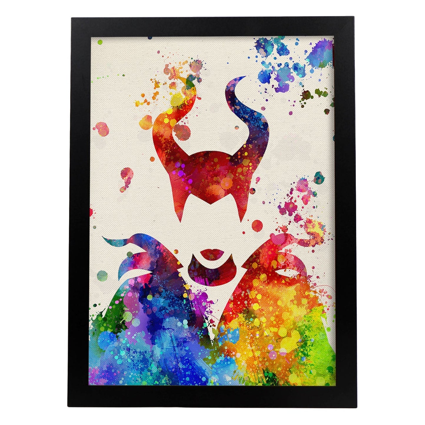 Lámina de la famosa pelicula Maléfica de la Bella durmiente en Poster estilo explosión de color .-Artwork-Nacnic-A3-Marco Negro-Nacnic Estudio SL