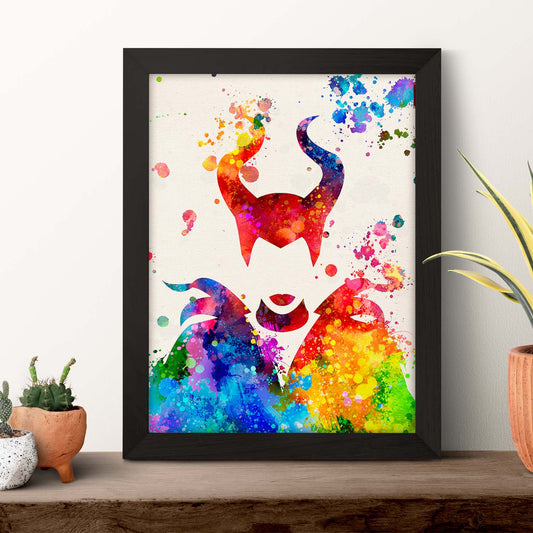 Lámina de la famosa pelicula Maléfica de la Bella durmiente en Poster estilo explosión de color .-Artwork-Nacnic-Nacnic Estudio SL