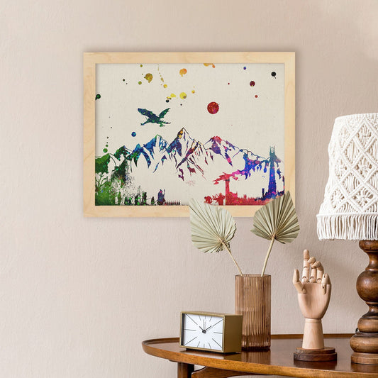 Lámina de la famosa pelicula y libro El señor de los anillos / The Lord of the Rings en Poster estilo explosión de color .-Artwork-Nacnic-Nacnic Estudio SL