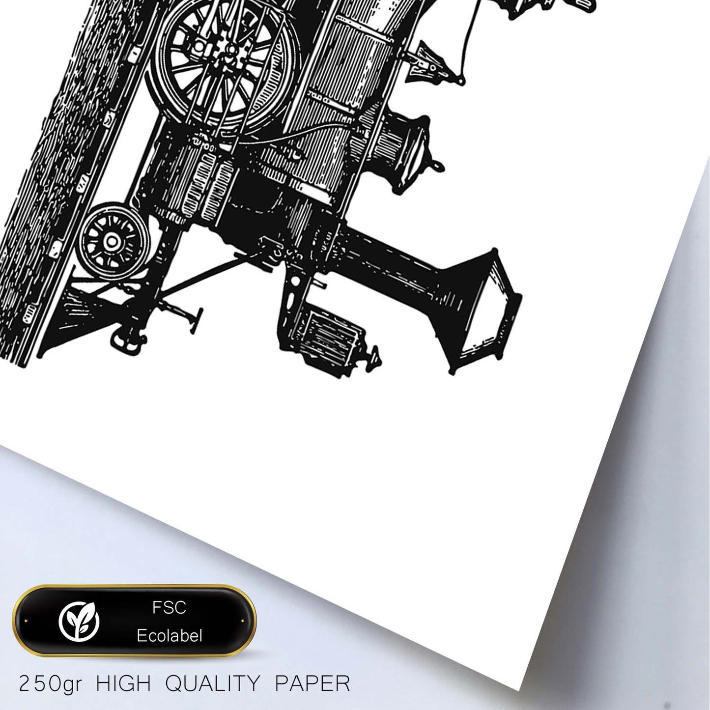 Lámina de Locomotora. Posters con objetos vintage.-Artwork-Nacnic-Nacnic Estudio SL