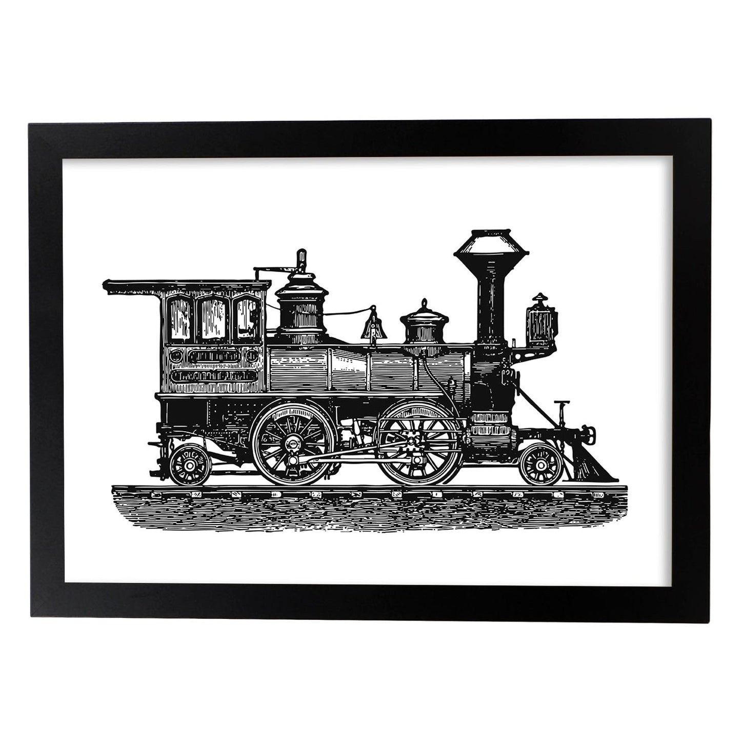 Lámina de Locomotora. Posters con objetos vintage.-Artwork-Nacnic-A3-Marco Negro-Nacnic Estudio SL