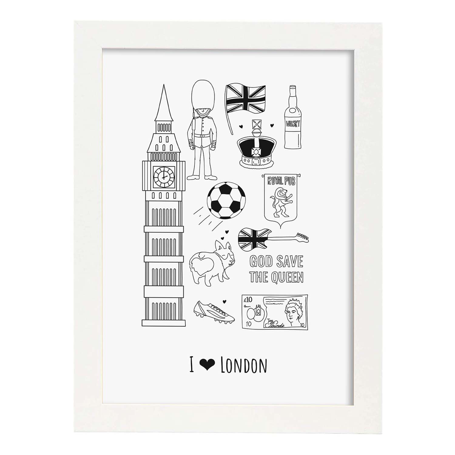 Lámina de Londres. Pósters de países y ciudades del mundo. Imágenes de monumentos y viajes.-Artwork-Nacnic-A3-Marco Blanco-Nacnic Estudio SL