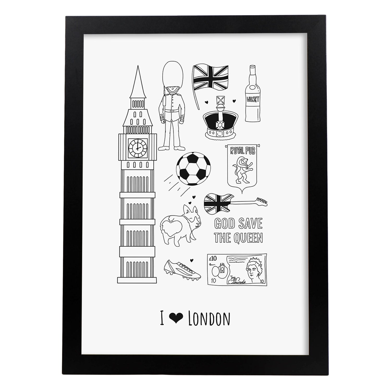 Lámina de Londres. Pósters de países y ciudades del mundo. Imágenes de monumentos y viajes.-Artwork-Nacnic-A3-Marco Negro-Nacnic Estudio SL