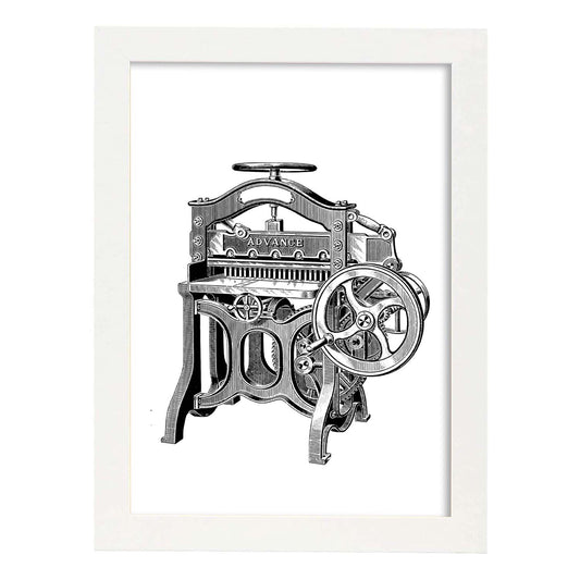 Lámina de Maquina de tejer. Posters con objetos vintage.-Artwork-Nacnic-A4-Marco Blanco-Nacnic Estudio SL