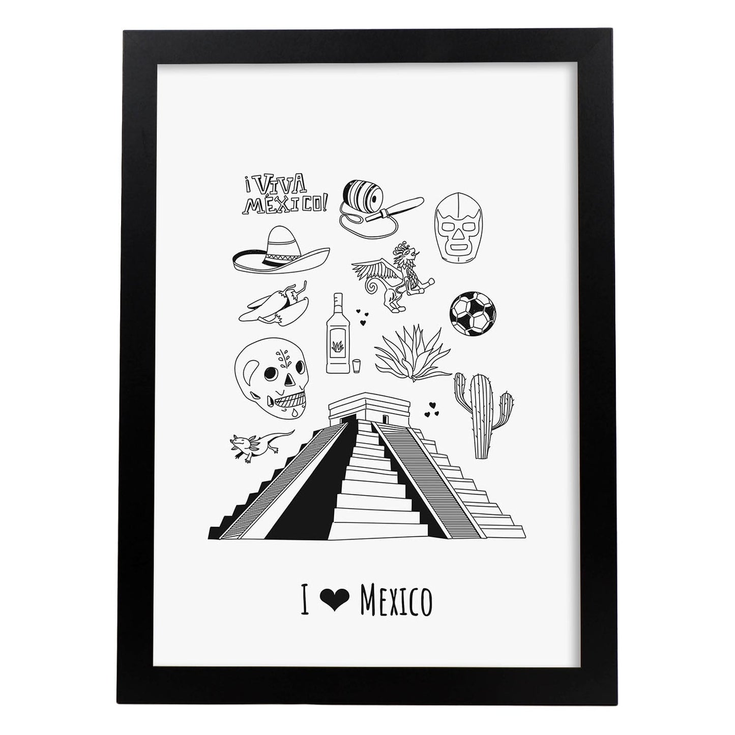 Lámina de México. Pósters de países y ciudades del mundo. Imágenes de monumentos y viajes.-Artwork-Nacnic-A3-Marco Negro-Nacnic Estudio SL