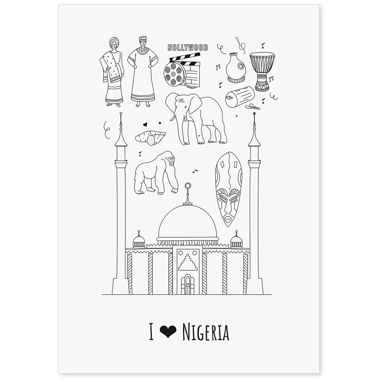 Lámina de Nigeria. Pósters de países y ciudades del mundo. Imágenes de monumentos y viajes.-Artwork-Nacnic-A4-Sin marco-Nacnic Estudio SL