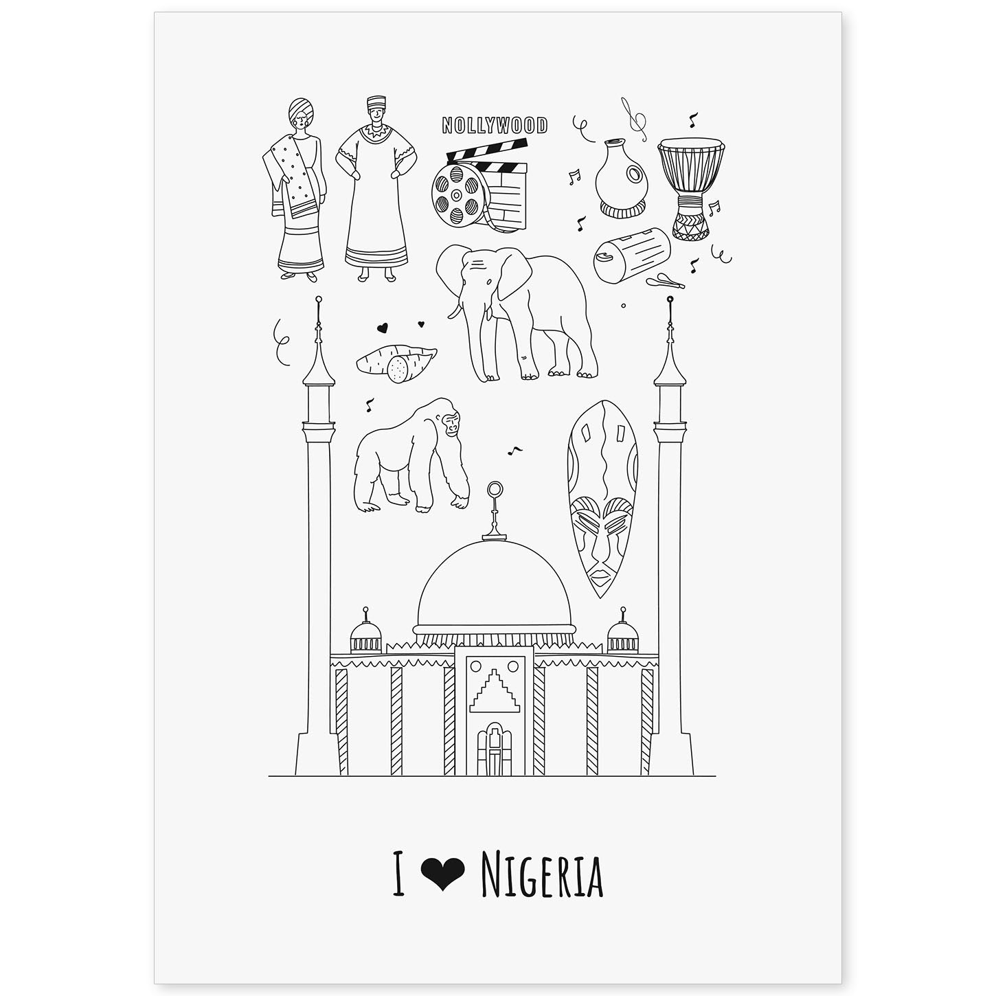 Lámina de Nigeria. Pósters de países y ciudades del mundo. Imágenes de monumentos y viajes.-Artwork-Nacnic-A4-Sin marco-Nacnic Estudio SL
