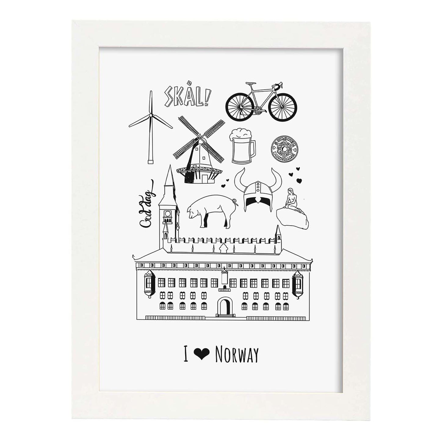 Lámina de Noruega. Pósters de países y ciudades del mundo. Imágenes de monumentos y viajes.-Artwork-Nacnic-A3-Marco Blanco-Nacnic Estudio SL