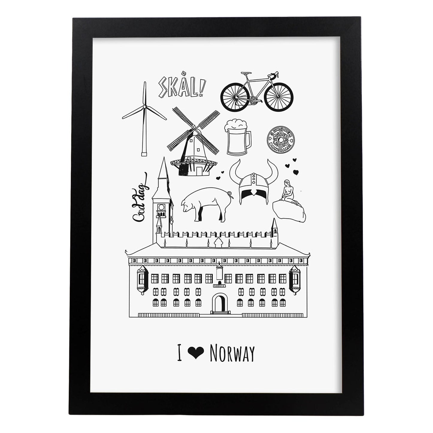 Lámina de Noruega. Pósters de países y ciudades del mundo. Imágenes de monumentos y viajes.-Artwork-Nacnic-A3-Marco Negro-Nacnic Estudio SL