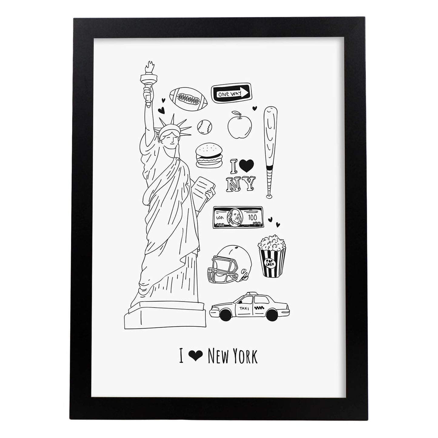 Lámina de Nueva York. Pósters de países y ciudades del mundo. Imágenes de monumentos y viajes.-Artwork-Nacnic-A3-Marco Negro-Nacnic Estudio SL