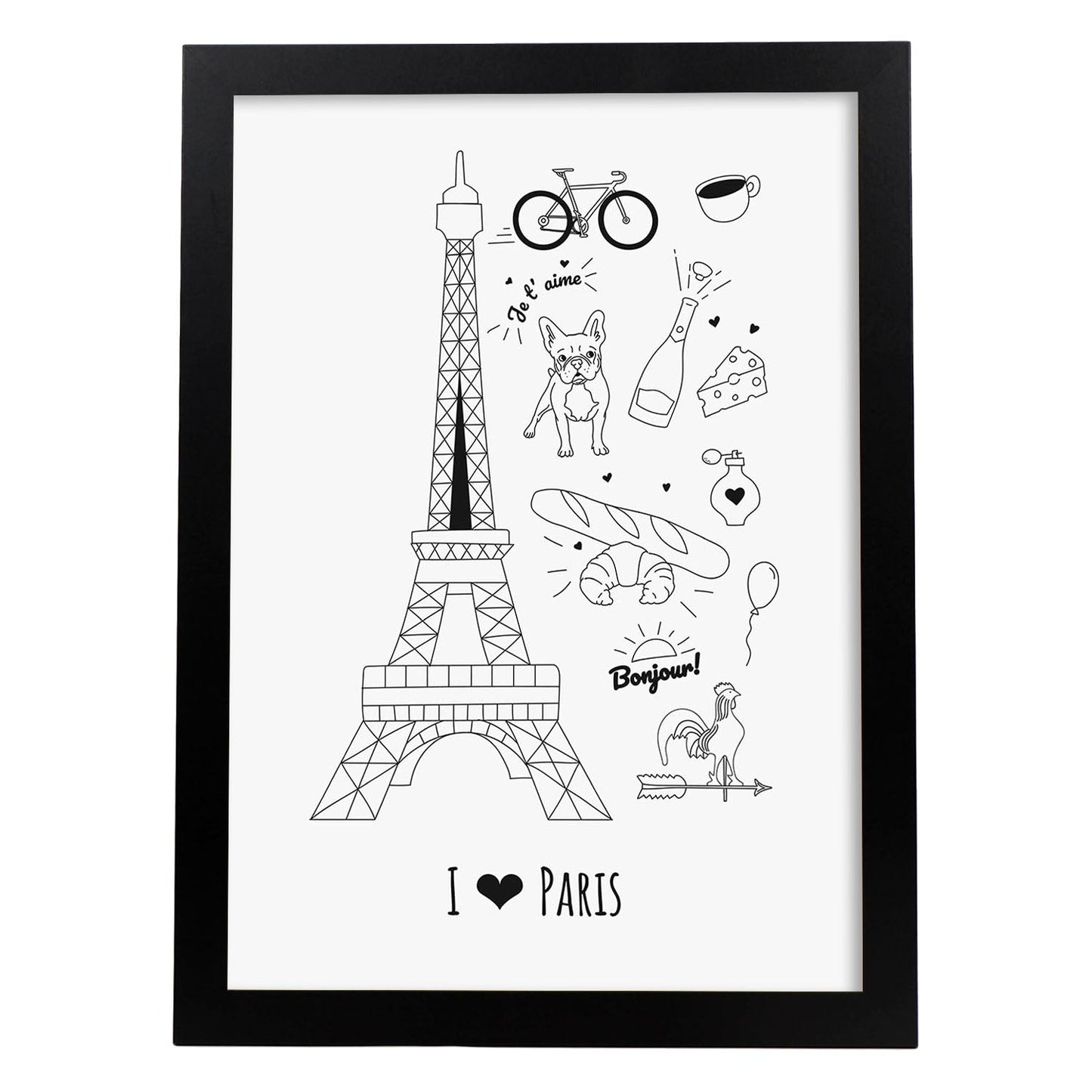 Lámina de Paris. Pósters de países y ciudades del mundo. Imágenes de monumentos y viajes.-Artwork-Nacnic-A3-Marco Negro-Nacnic Estudio SL