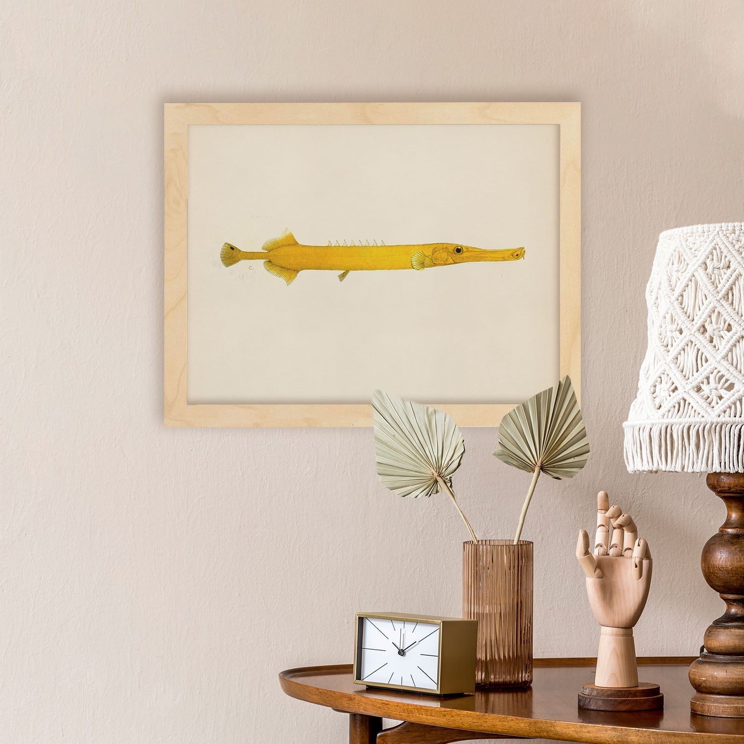 Lámina de pez lago amarillo en , fondo papel vintage.-Artwork-Nacnic-Nacnic Estudio SL
