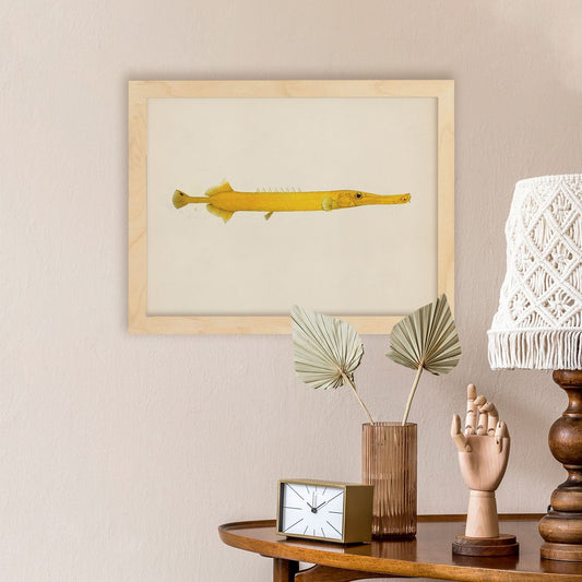 Lámina de pez lago amarillo en , fondo papel vintage.-Artwork-Nacnic-Nacnic Estudio SL