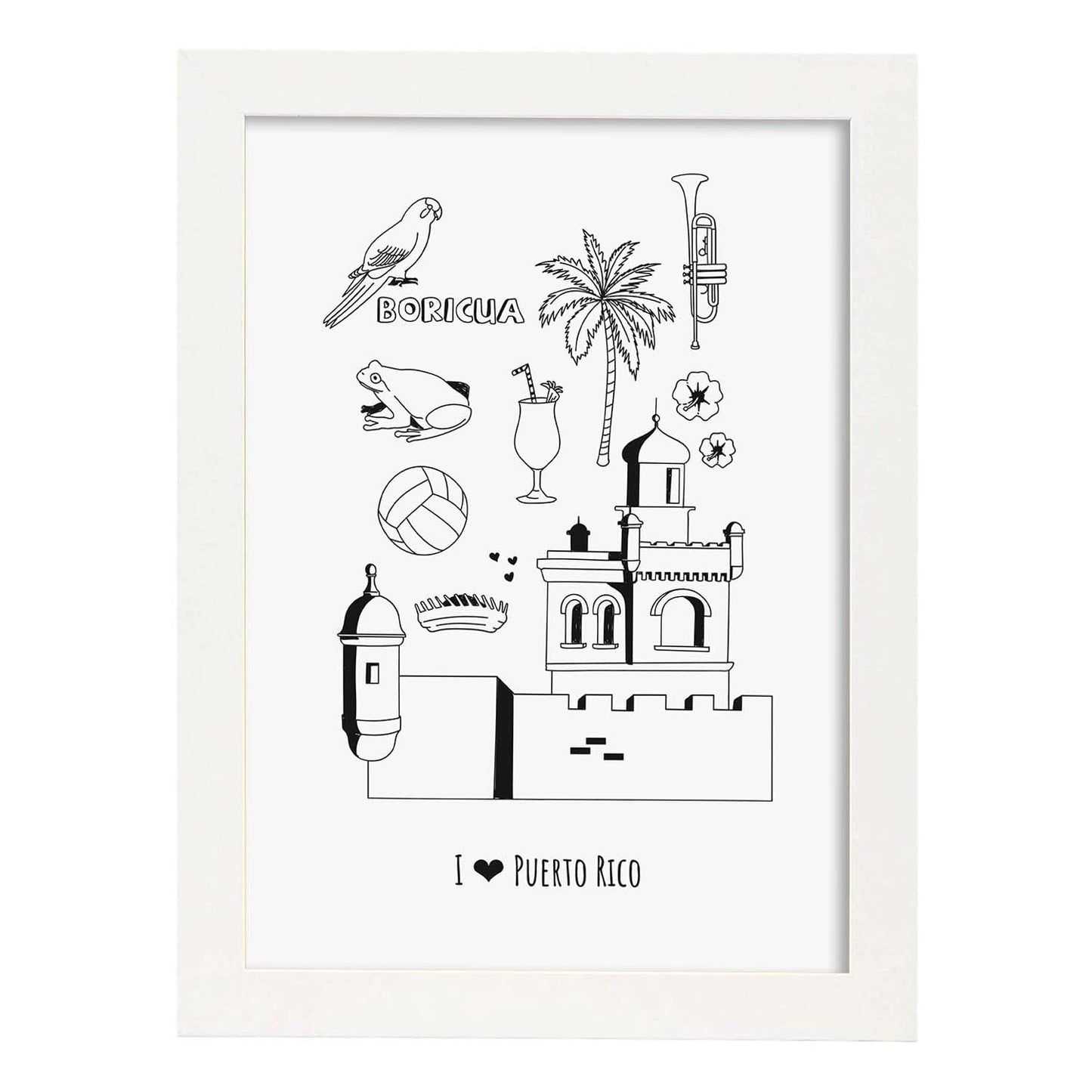 Lámina de Puerto Rico. Pósters de países y ciudades del mundo. Imágenes de monumentos y viajes.-Artwork-Nacnic-A3-Marco Blanco-Nacnic Estudio SL