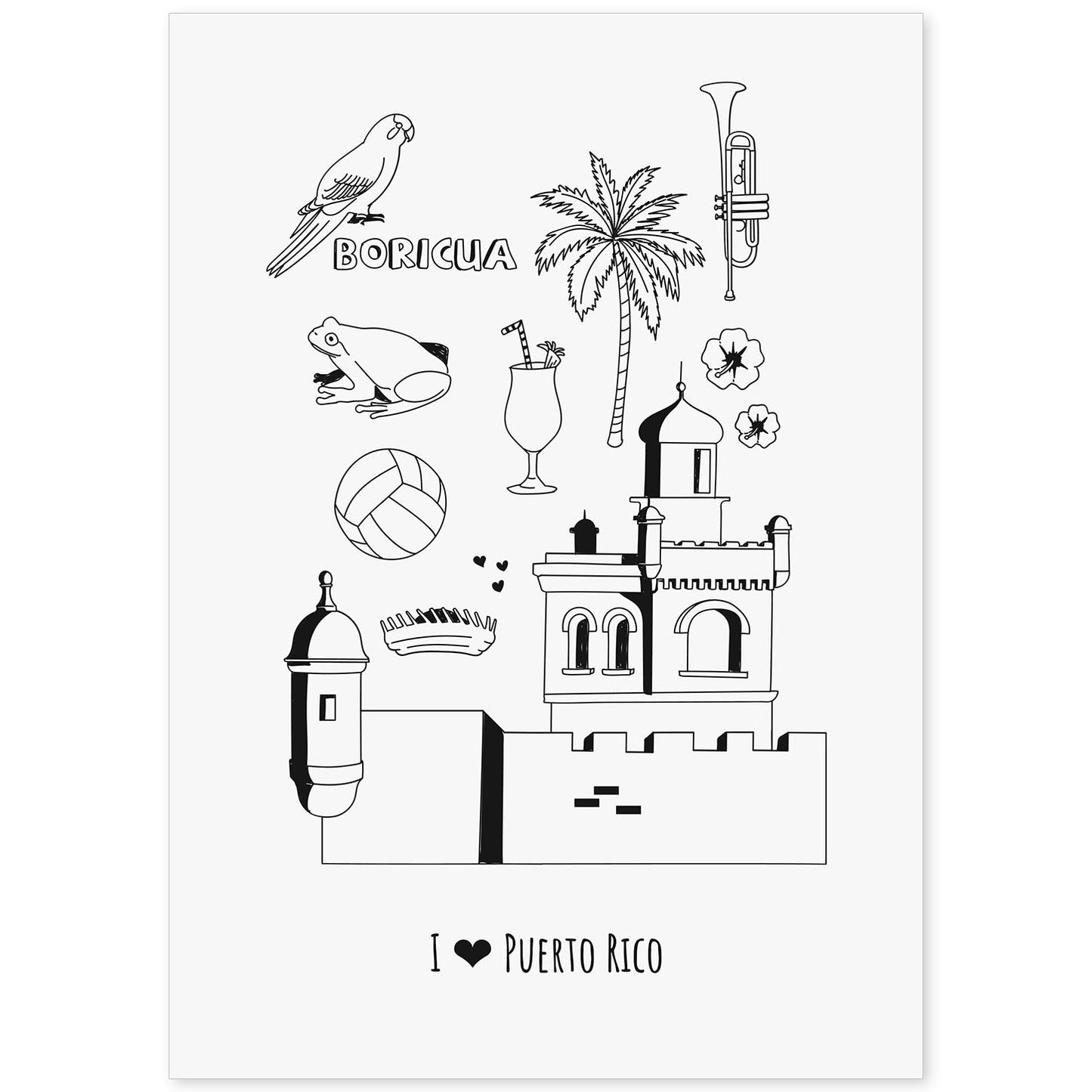 Lámina de Puerto Rico. Pósters de países y ciudades del mundo. Imágenes de monumentos y viajes.-Artwork-Nacnic-A4-Sin marco-Nacnic Estudio SL