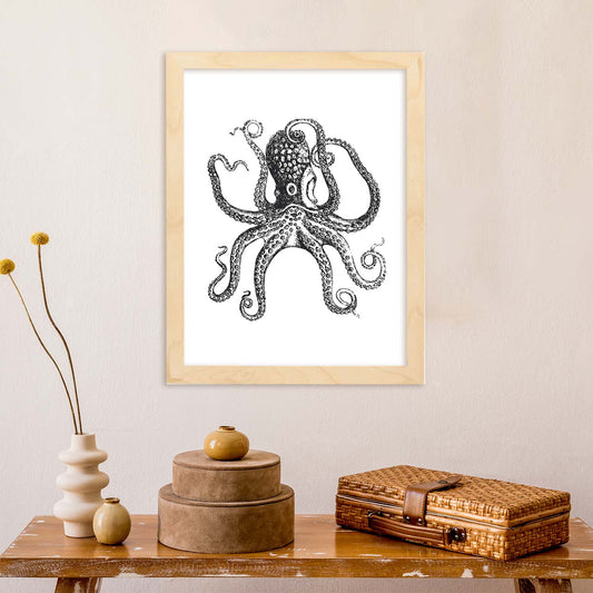 Lámina de Pulpo. Posters con animales en blanco y negro.-Artwork-Nacnic-Nacnic Estudio SL