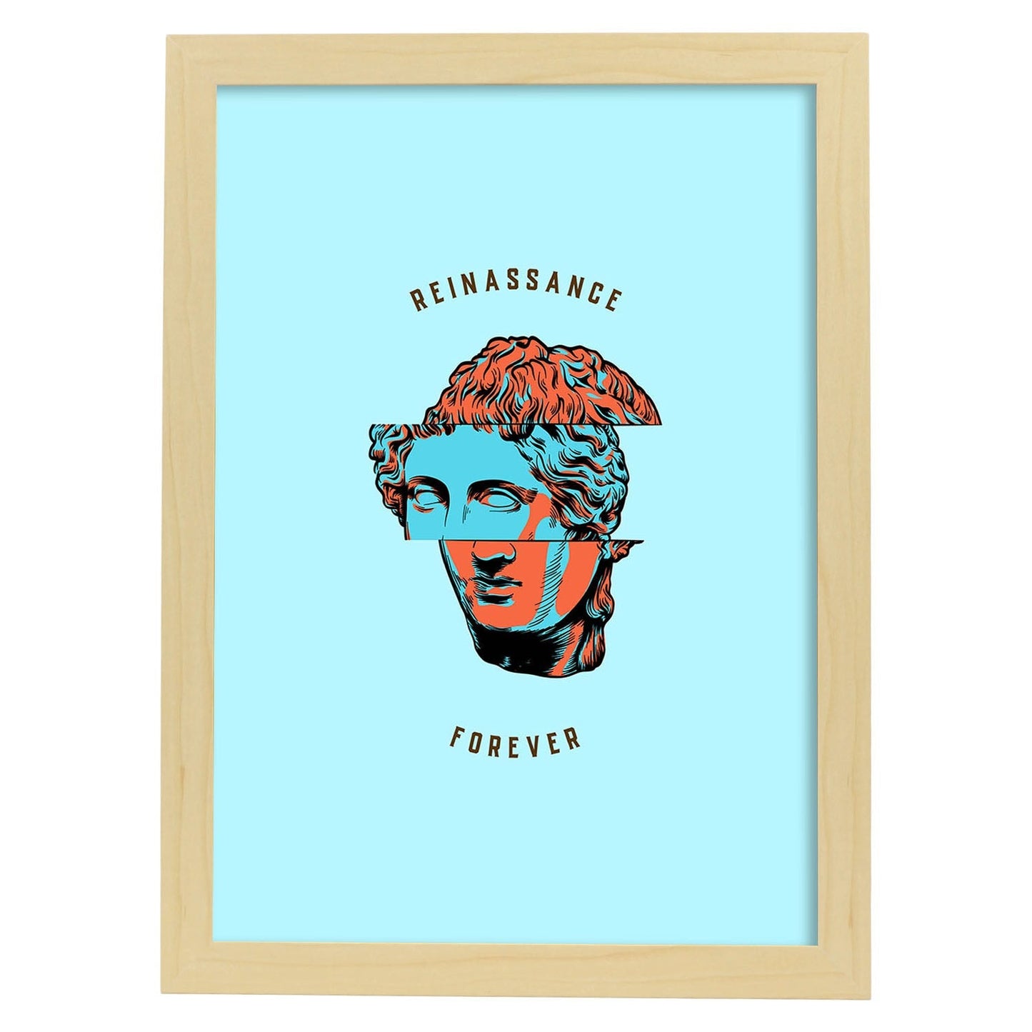 Lámina de Renacimiento. Pósters con bustos minimalistas de los dioses de la mitología griega.-Artwork-Nacnic-A4-Marco Madera clara-Nacnic Estudio SL