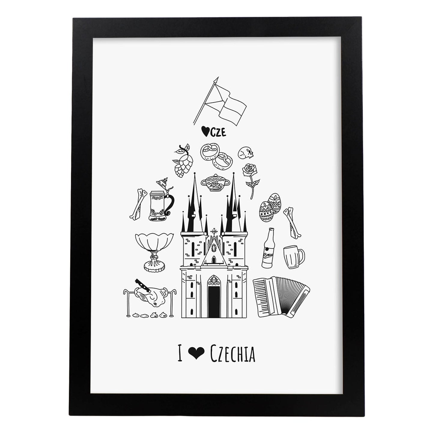 Lámina de República Checa. Pósters de países y ciudades del mundo. Imágenes de monumentos y viajes.-Artwork-Nacnic-A3-Marco Negro-Nacnic Estudio SL