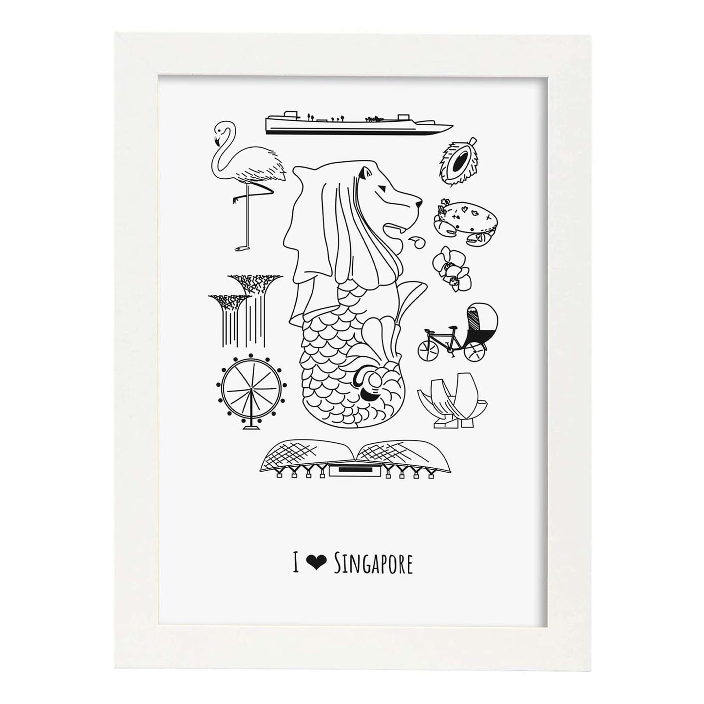 Lámina de Singapur. Pósters de países y ciudades del mundo. Imágenes de monumentos y viajes.-Artwork-Nacnic-A3-Marco Blanco-Nacnic Estudio SL