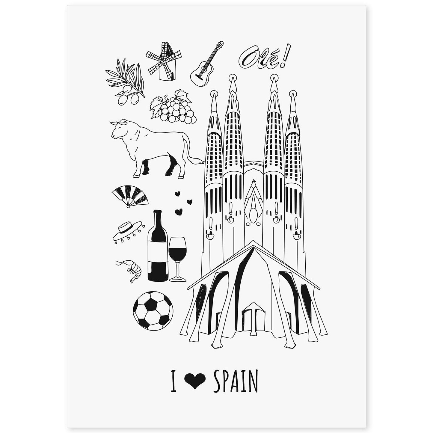 Lámina de Spain. Pósters de países y ciudades del mundo. Imágenes de monumentos y viajes.-Artwork-Nacnic-A4-Sin marco-Nacnic Estudio SL