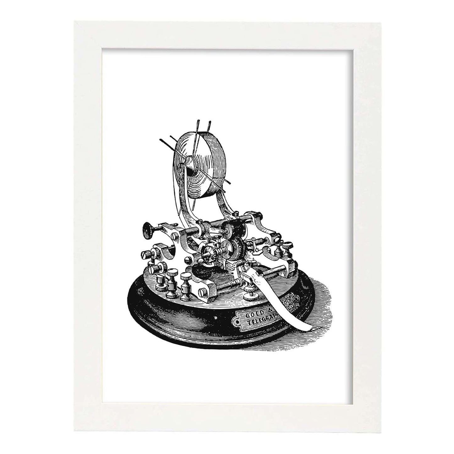 Lámina de Telegrafo. Posters con objetos vintage.-Artwork-Nacnic-A4-Marco Blanco-Nacnic Estudio SL