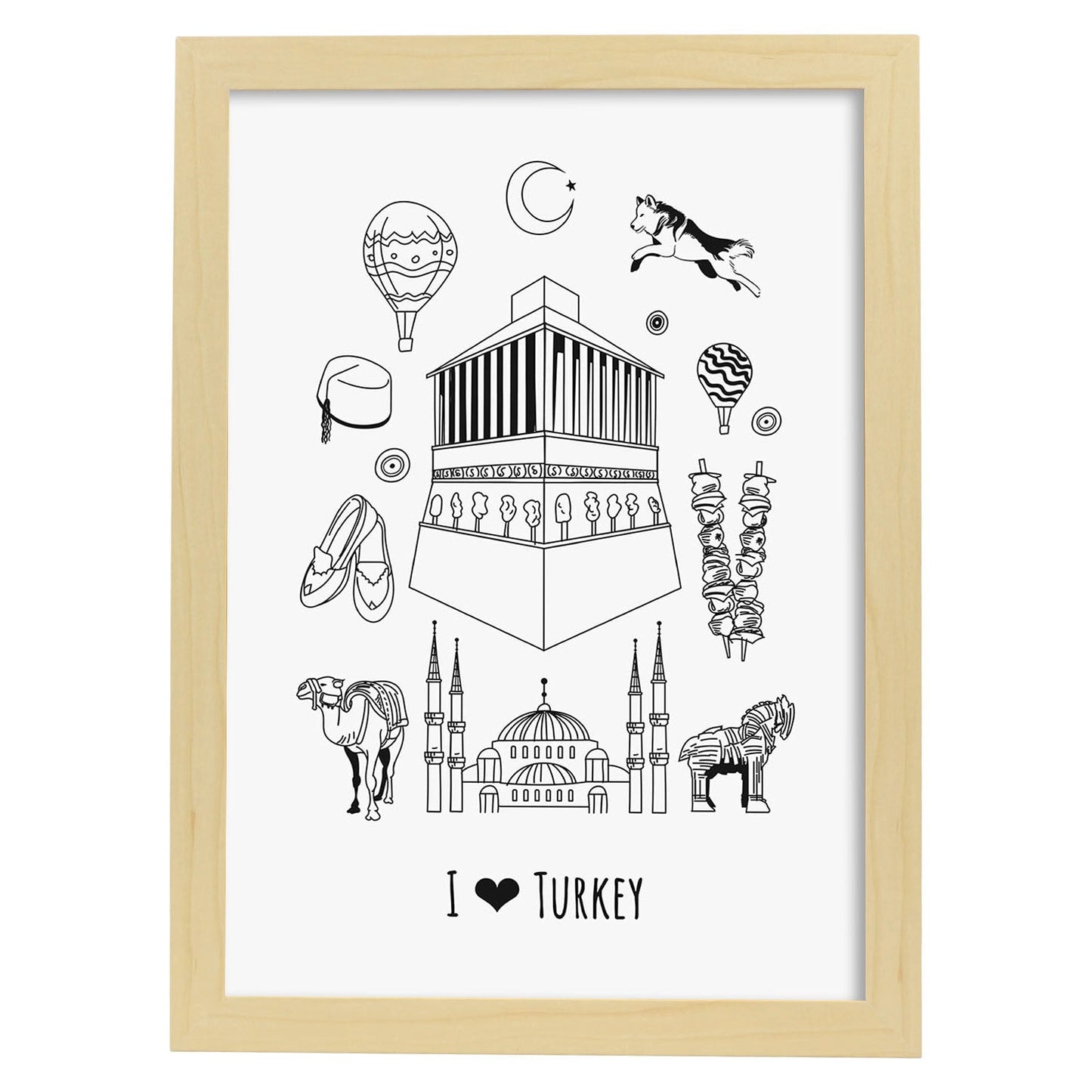 Lámina de Turquía. Pósters de países y ciudades del mundo. Imágenes de monumentos y viajes.-Artwork-Nacnic-A3-Marco Madera clara-Nacnic Estudio SL