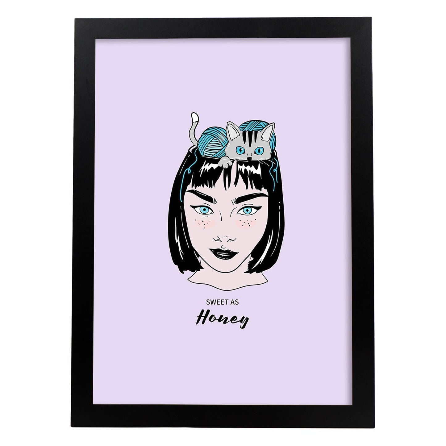 Lámina Dulce como la miel. Pósters con ilustraciones artísticas de cabezas de mujer.-Artwork-Nacnic-A3-Marco Negro-Nacnic Estudio SL