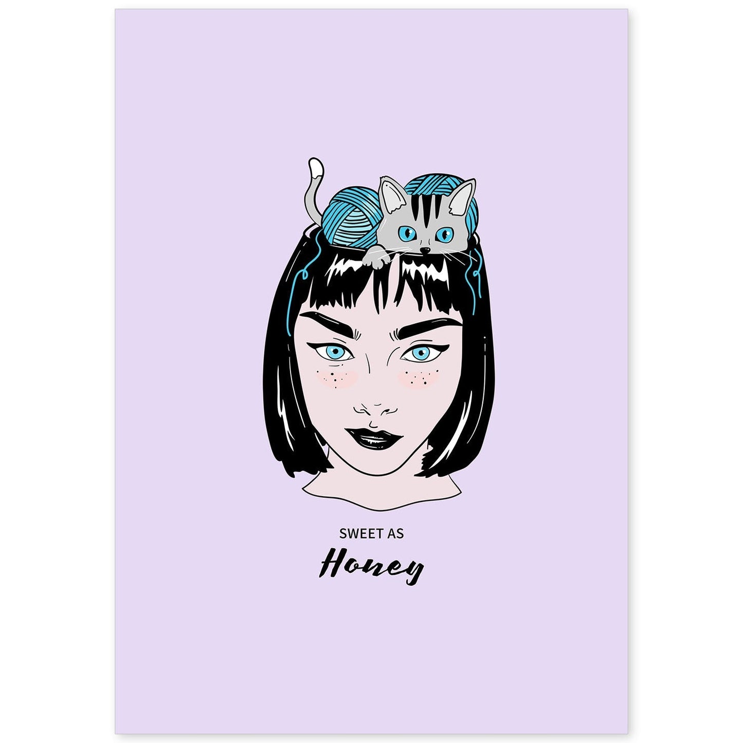 Lámina Dulce como la miel. Pósters con ilustraciones artísticas de cabezas de mujer.-Artwork-Nacnic-A4-Sin marco-Nacnic Estudio SL