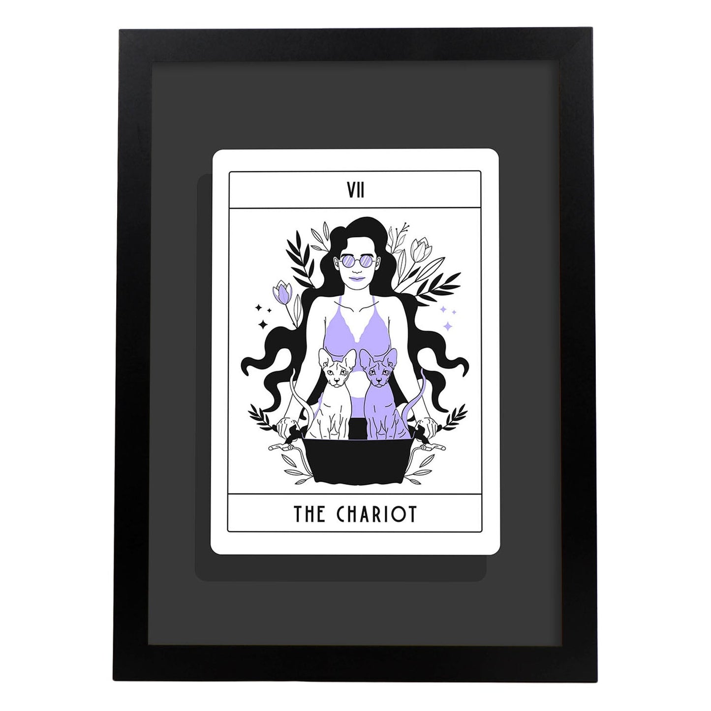 Lámina El carro. Pósters con originales ilustraciones de las cartas Tarot.-Artwork-Nacnic-A3-Marco Negro-Nacnic Estudio SL