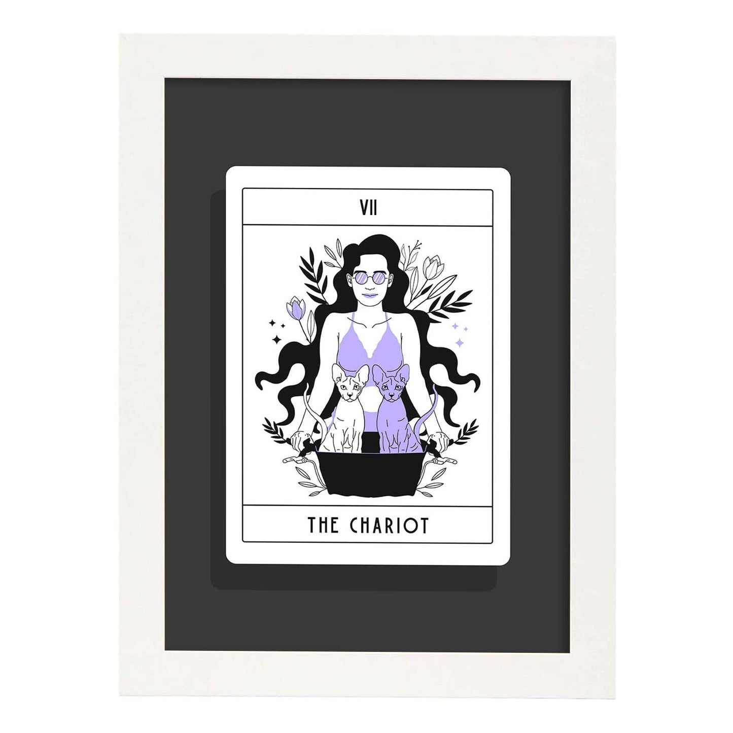 Lámina El carro. Pósters con originales ilustraciones de las cartas Tarot.-Artwork-Nacnic-A4-Marco Blanco-Nacnic Estudio SL