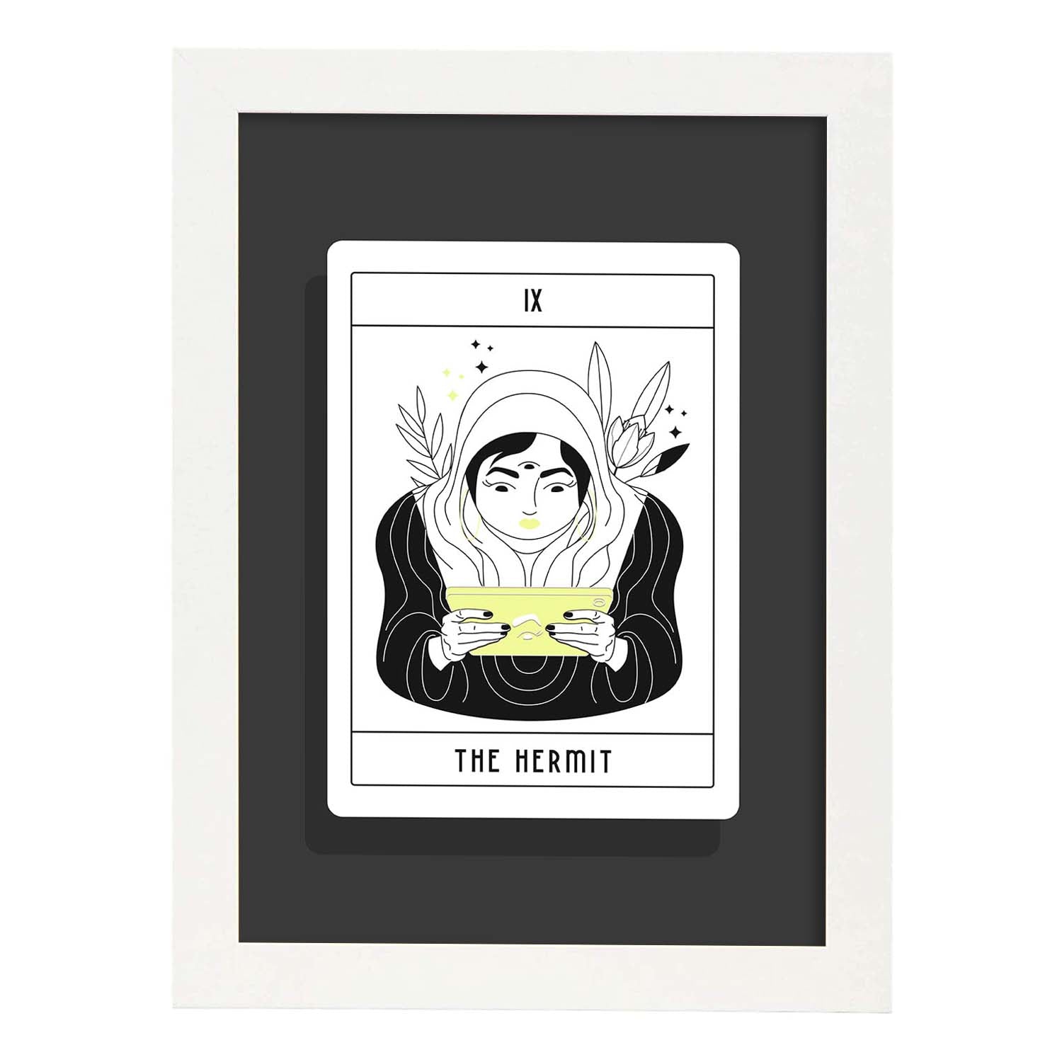 Lámina El ermitaño. Pósters con originales ilustraciones de las cartas Tarot.-Artwork-Nacnic-A3-Marco Blanco-Nacnic Estudio SL