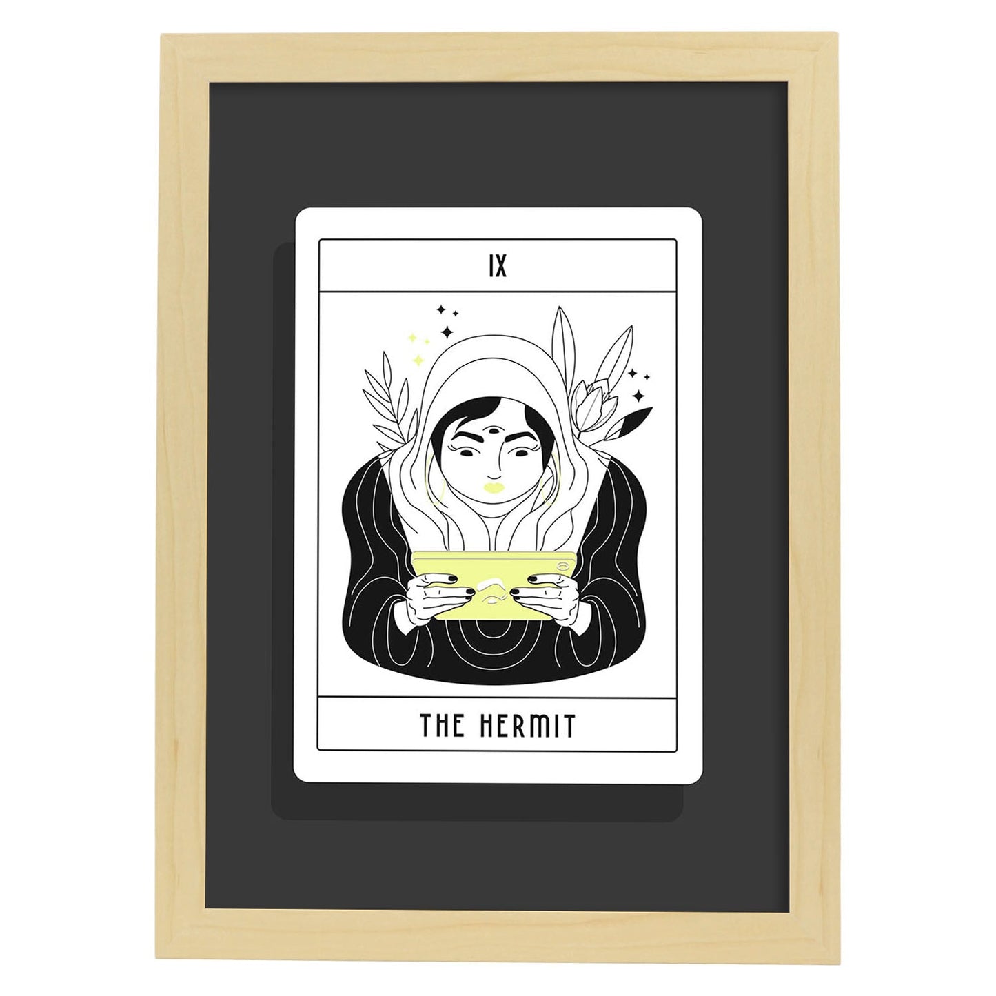 Lámina El ermitaño. Pósters con originales ilustraciones de las cartas Tarot.-Artwork-Nacnic-A3-Marco Madera clara-Nacnic Estudio SL