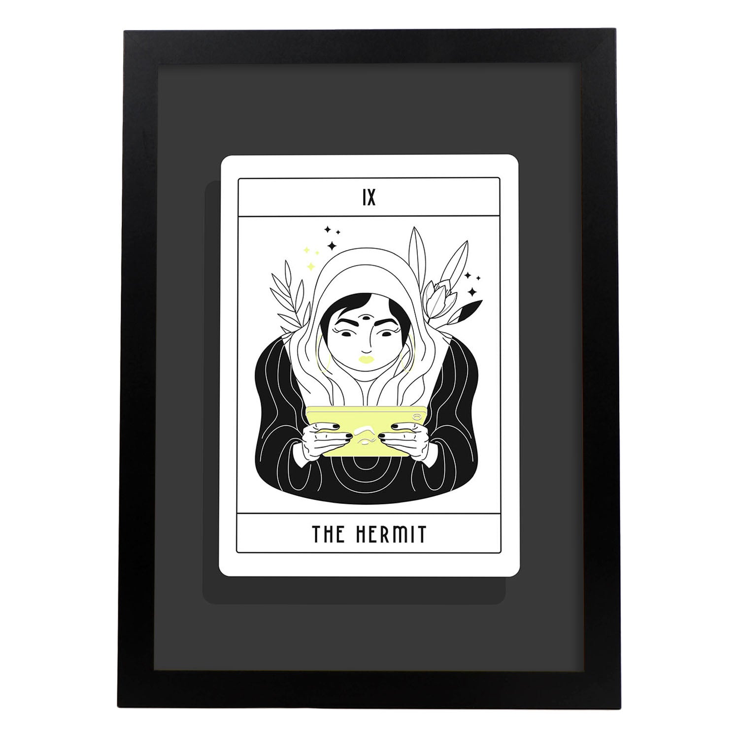Lámina El ermitaño. Pósters con originales ilustraciones de las cartas Tarot.-Artwork-Nacnic-A3-Marco Negro-Nacnic Estudio SL