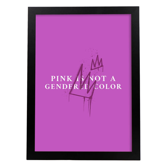 Lámina El rosa no tiene género. Pósters con ilustraciones minimalistas y coloridas de graffiti.-Artwork-Nacnic-A4-Marco Negro-Nacnic Estudio SL
