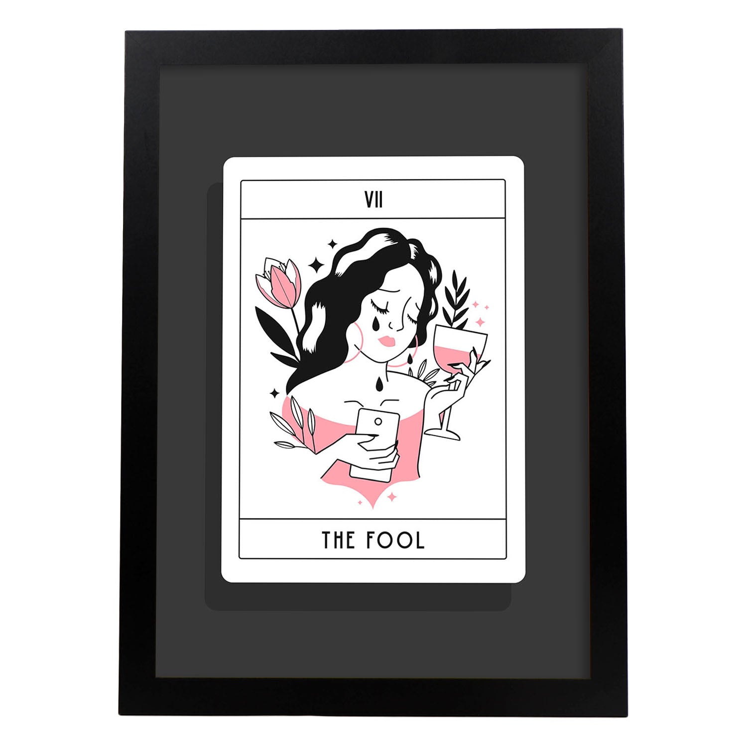Lámina El tonto. Pósters con originales ilustraciones de las cartas Tarot.-Artwork-Nacnic-A3-Marco Negro-Nacnic Estudio SL