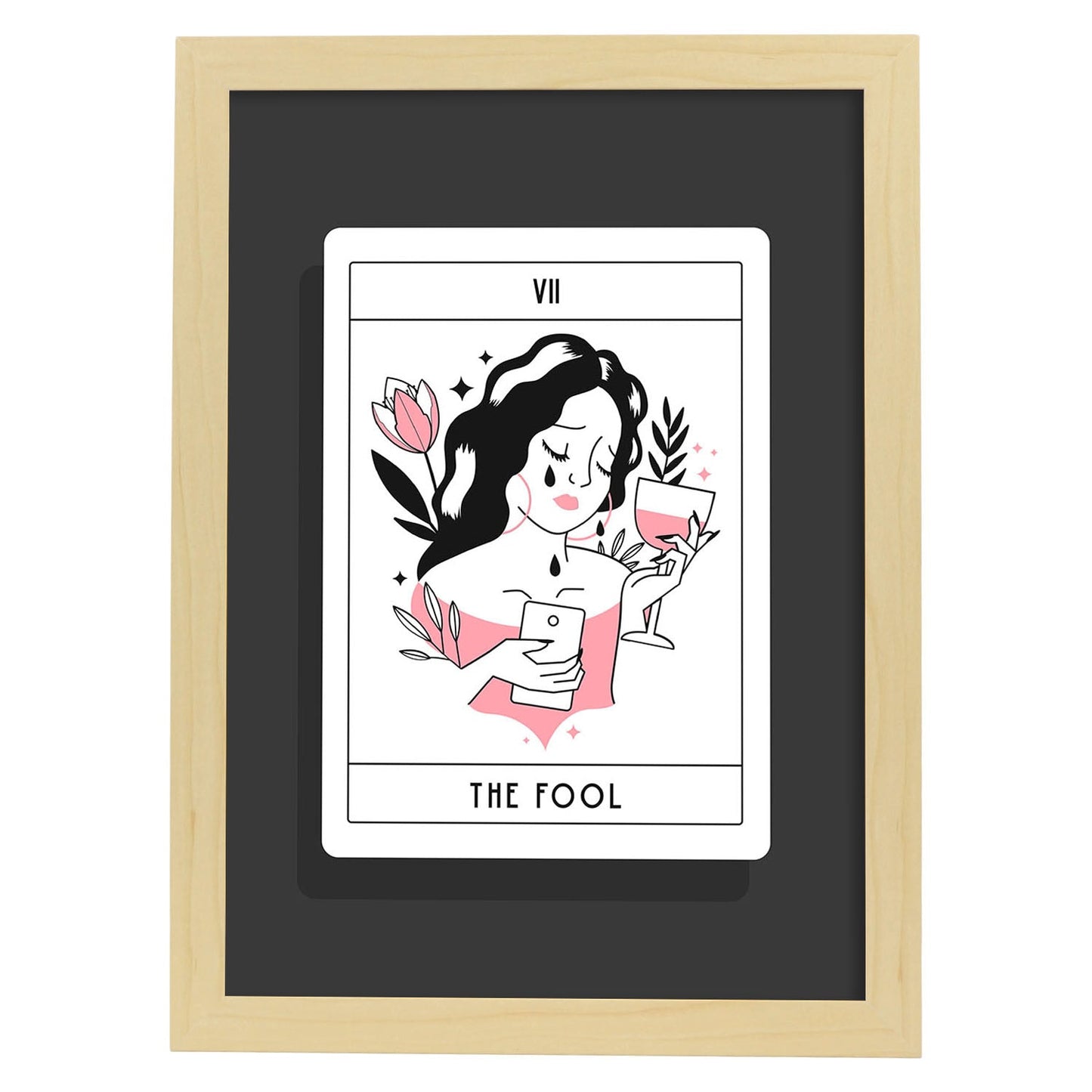 Lámina El tonto. Pósters con originales ilustraciones de las cartas Tarot.-Artwork-Nacnic-A4-Marco Madera clara-Nacnic Estudio SL