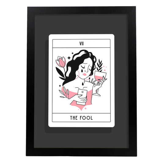 Lámina El tonto. Pósters con originales ilustraciones de las cartas Tarot.-Artwork-Nacnic-A4-Marco Negro-Nacnic Estudio SL