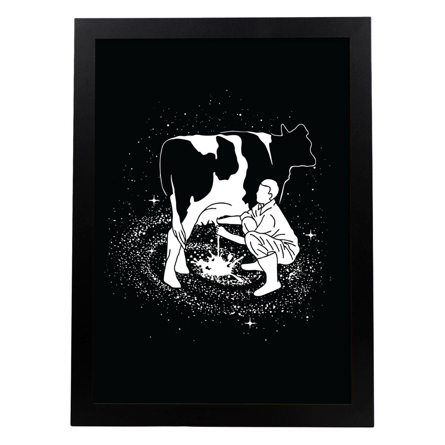 Lámina en blanco y negro de La via lactea en Poster fondo negro. Papel 250 gr y tintas de alta calidad.-Artwork-Nacnic-A3-Marco Negro-Nacnic Estudio SL