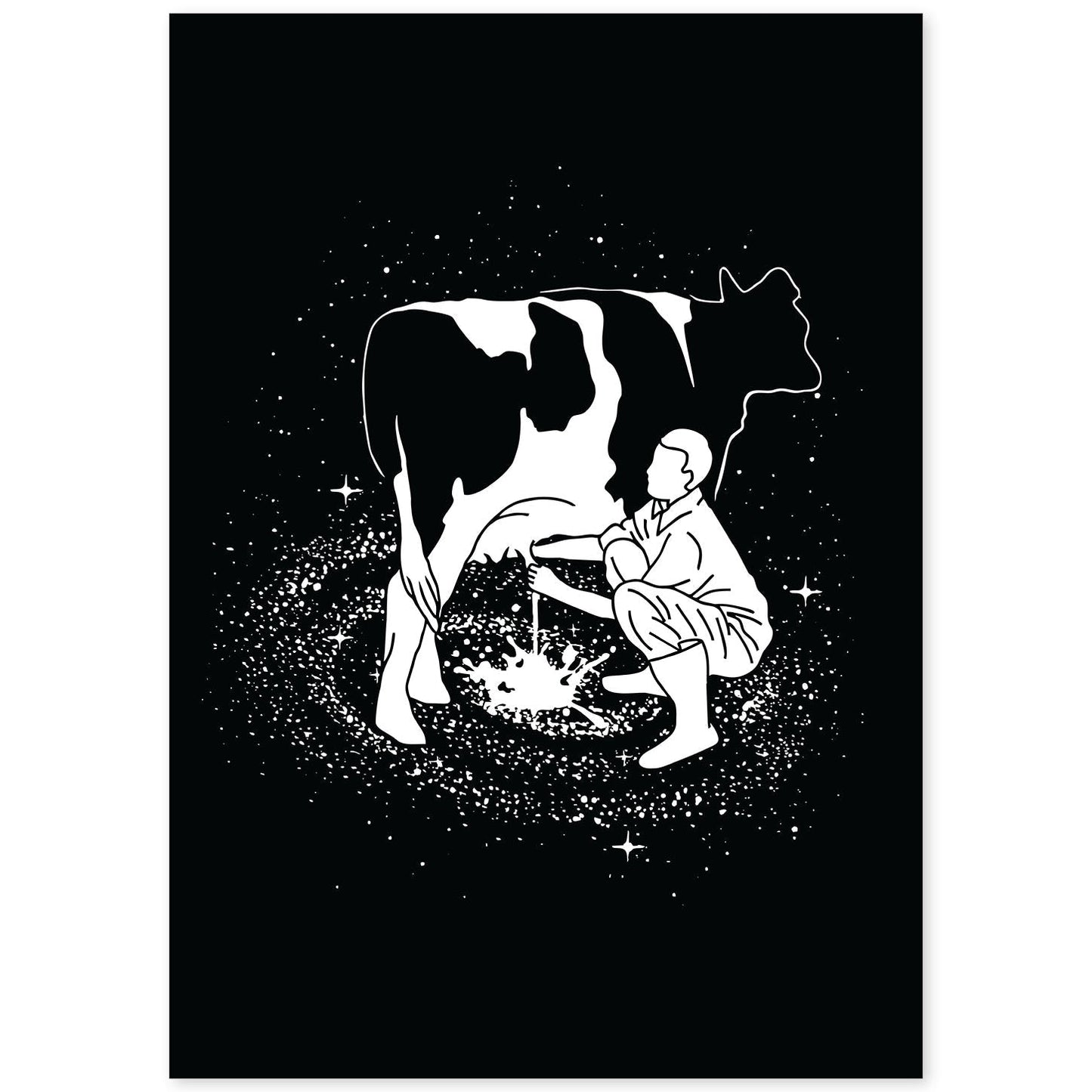 Lámina en blanco y negro de La via lactea en Poster fondo negro. Papel 250 gr y tintas de alta calidad.-Artwork-Nacnic-A4-Sin marco-Nacnic Estudio SL