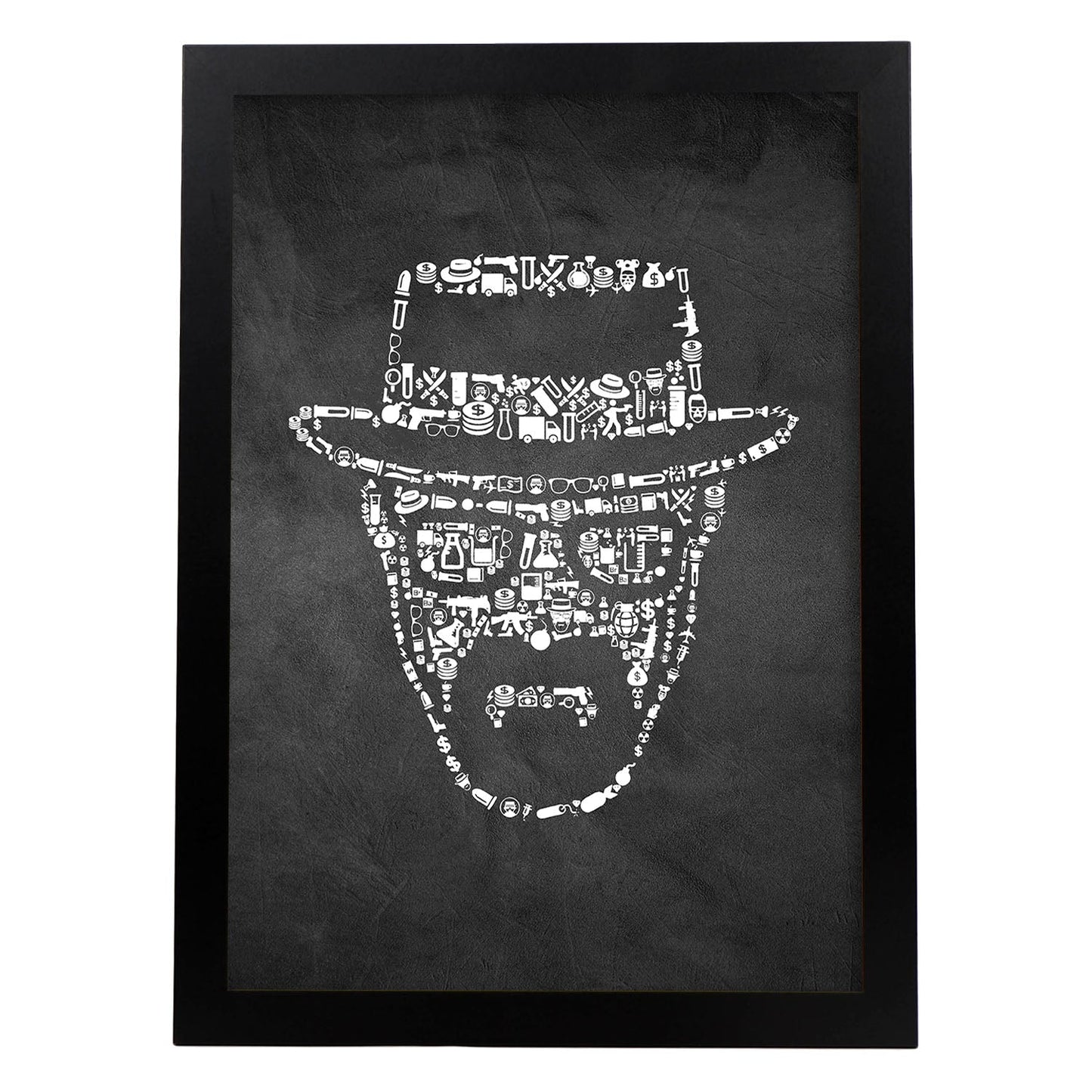 Lámina en blanco y negro The breaking bad iconos en Poster con fondo negro estilo pizarra. Papel 250 gr y tintas de alta calidad.-Artwork-Nacnic-A3-Marco Negro-Nacnic Estudio SL