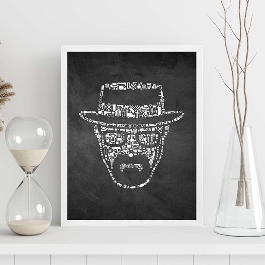 Lámina en blanco y negro The breaking bad iconos en Poster con fondo negro estilo pizarra. Papel 250 gr y tintas de alta calidad.-Artwork-Nacnic-Nacnic Estudio SL